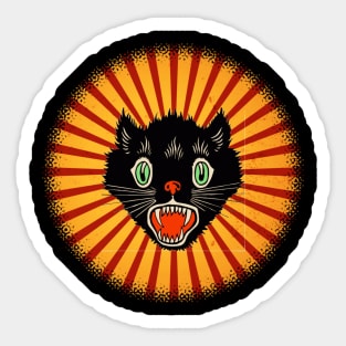 Halloween Black Cat Vintage Retro Sticker